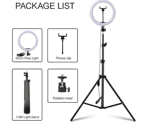 Tripod with LED Ring Light | Adjustable Phone Stand for Video & Photos