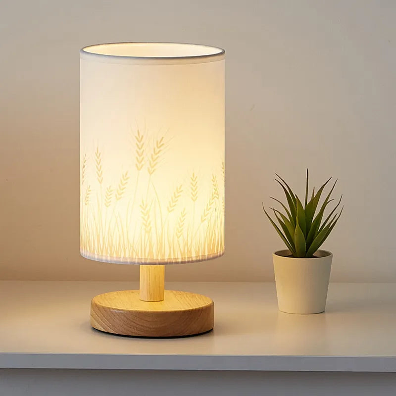Nordic Wooden Table Lamp | Dimmable LED Bedside Light