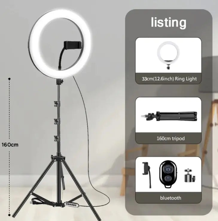 Tripod with LED Ring Light | Adjustable Phone Stand for Video & Photos